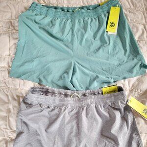 NEW Lot of 2 Mens 5" Large All in Motion Athletic Run Shorts in Grey & Seafoam